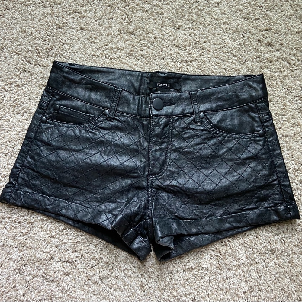 Quilted Faux Leather Shorts